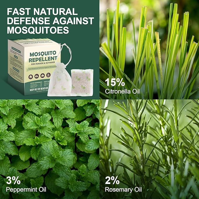 12 Pcs Mosquito Repellent for Patio, Mosquito Repellent Pouches, Mosquito Deterrent Indoor Outdoor, Mosquito Control, Keep Mosquitoes Away from Home Patio Camping