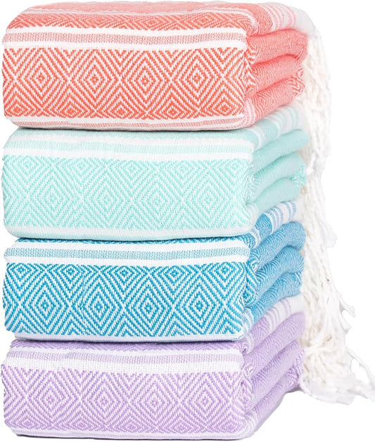 Thin Turkish Beach Towel Lightweight Soft Cotton Extra Large XL Oversized Sand Free Sandproof Absorbent Quick Dry Towels Cloud Bath Pool Travel Compact Essentials Accessories for Adult Gifts