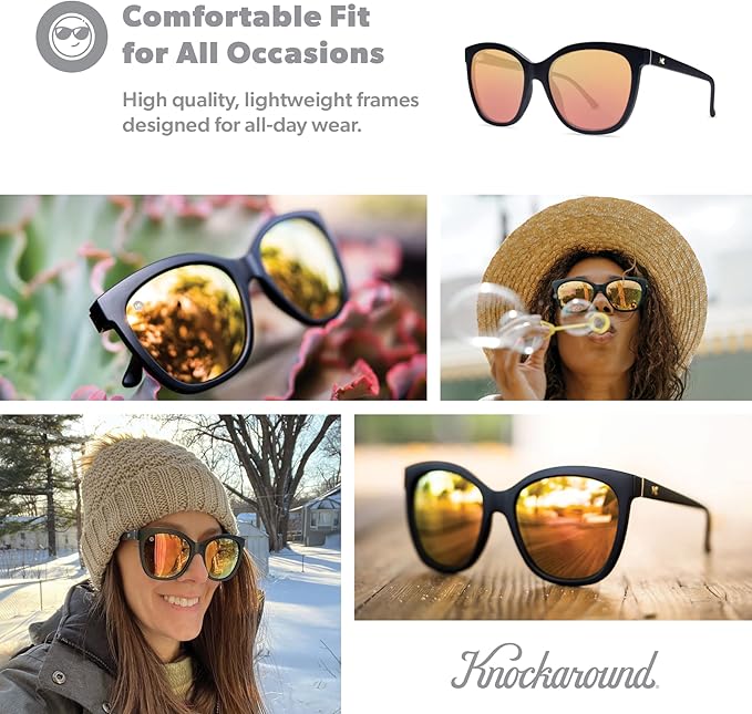 Knockaround Deja Views Polarized Sunglasses for Women - Impact Resistant Lenses & Full UV400 Protection