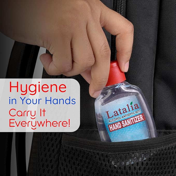 Latalia Mini Hand Sanitizer Travel Size Pack of 144 | 1.85 fl oz with 80% Alcohol Small Hand Sanitizer Bulk For Non-Sticky, Unscented, Gentle & Fresh Hands Anytime