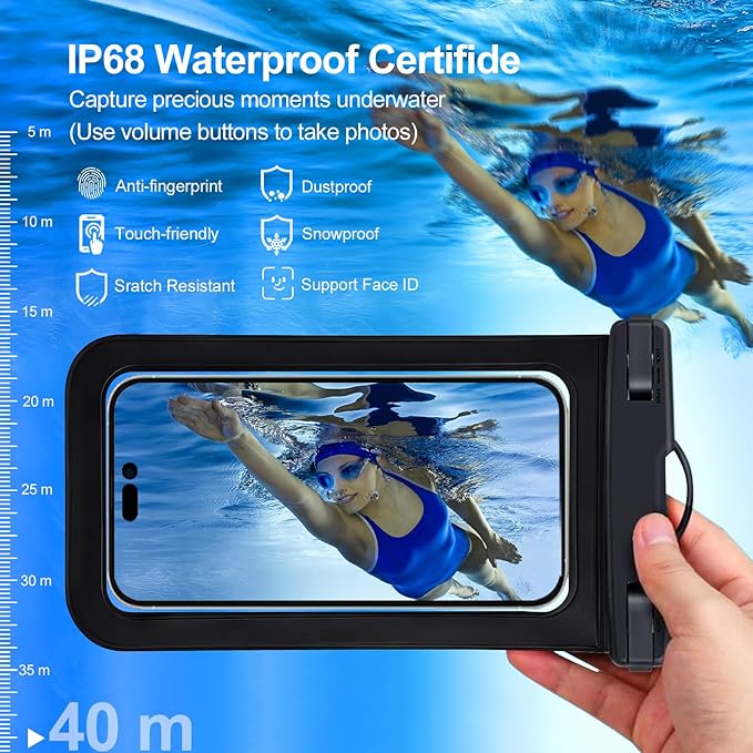 Up to 8.3" 5 Pack Multicolor Universal Waterproof Phone Pouch, Phone Waterproof Case Dry Bag,Protection Level: IP68,Outdoor Sports for Apple iPhone,Samsung,and More,White,Blue,Red,Purple,Yellow