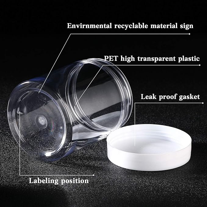 SATINIOR 36 Pieces 2.5 oz Plastic Jars with Lids Wide Mouth Airtight Reusable Container Acrylic Cosmetic Small Jars for Lotions Ointments Travel Toiletries Creams Make up Storage(White)