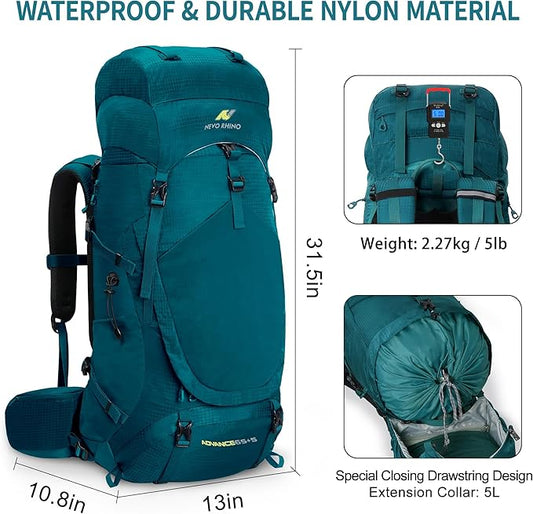 N NEVO RHINO Internal Frame Hiking Backpack 50/60/65/70/80L, Mountain Climbing Camping Backpack Daypack Waterproof Rain Cover | Mountain Climbing, Camping Backpack, Daypack, Waterproof, Rain Cover