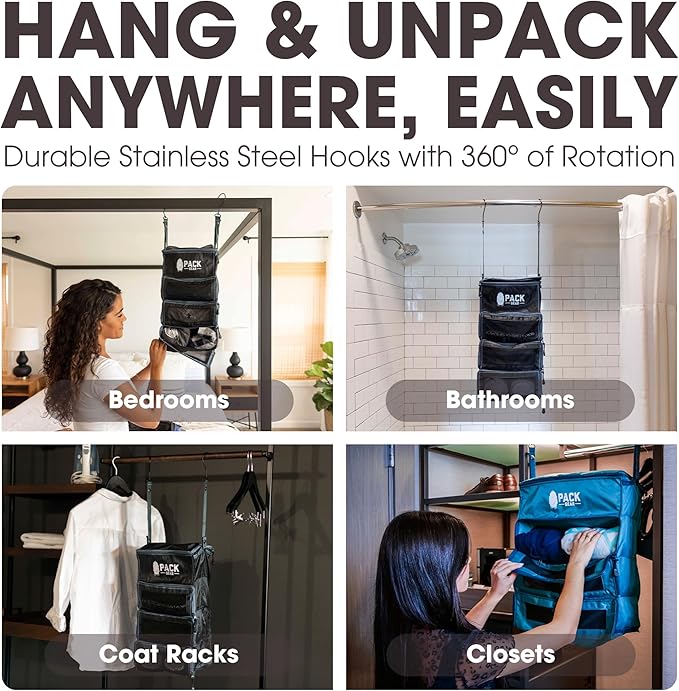 Pack Gear Hanging Carry-On Organizer - Our Standard Hanging Luggage Organizer Fits Any Carry On - Our Packing Cubes For Travel Use Mesh Windows to Make Finding Clothes Easy (Green, S)