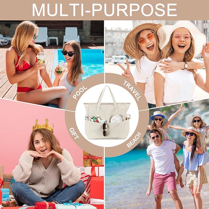 Bluboon Waterproof Beach Tote Pool Bags for Women Ladies Extra Large Carry On Bag With Wet Compartment for Weekender Travel