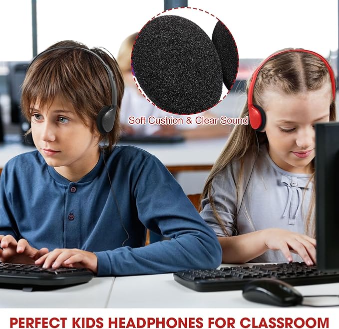 Konohan 12 Pack Headphones Bulk for School Student Classroom Set of Headphones Wire Headset Adjustable with 3.5 mm Jack for Adult (Red,Purple,Gray,Black)