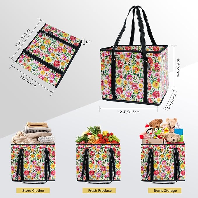 BeeGreen Large Waterproof Reusable Bags Christmas Heavy Duty Shopping Tote for Groceries Pool Gift with Webbing Handles