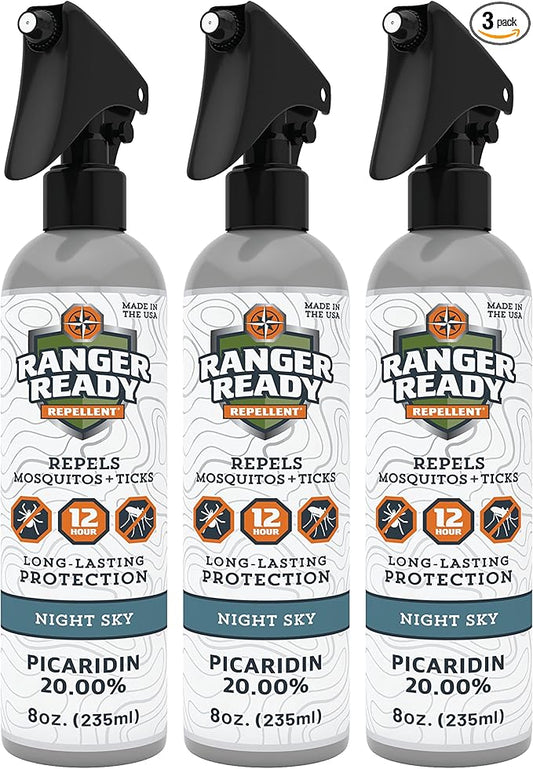Ranger Ready Repellents Picaridin 20% Tick & Insect Repellent, Night Sky Scent Deet-Free Bug Spray, 8 Oz. (Pack of 3)