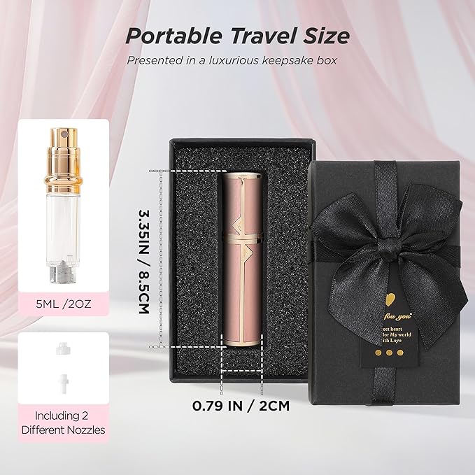 Travel Perfume Bottle Refillable, Sparkle Perfume Atomizer Leak-Proof Portable 5ML Mini Empty Atomizer Sprayer Bottle for Traveling and Outgoing (Pink - Leather style, 5ML)