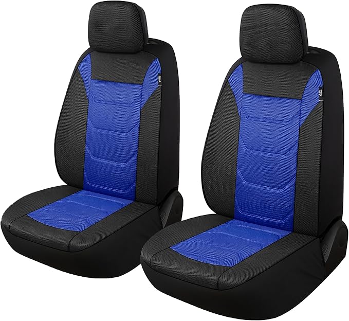 Pariiaotin 3D Air Mesh Car Seat Cover Front Sets Washable and Breathable Premium Cloth Automotive Vehicle Seat Covers for Cars Interior, Universal Fit for Most Cars, Sedan, Truck, SUV(Black/Blue)