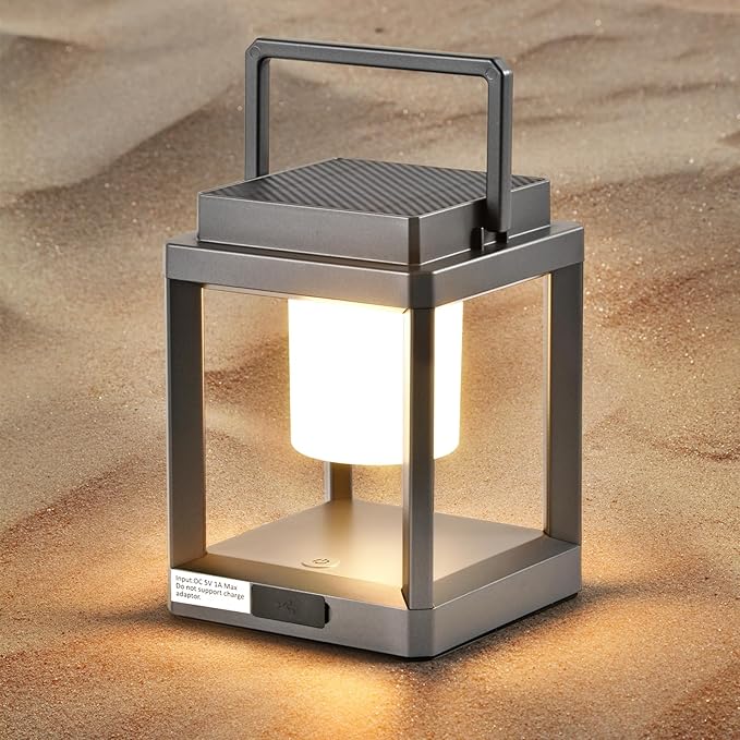 LETRY Solar Outdoor Table Lamp: Outdoor Lanterns for Patio Waterproof,Portable Rechargeable Solar Lamp