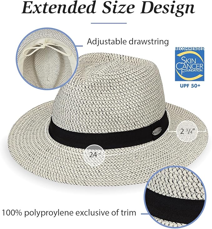 Wallaroo Hat Company Charlie Fedora – UPF 50+ UV Protection Sun Hat, Wide Brim, Adjustable, Packable, Women & Men, 2 Sizes