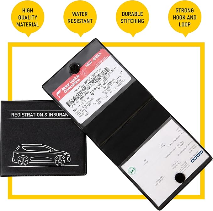 CANOPUS Car Registration and Insurance Holder, Car Document Holder, Vehicle Registration and Insurance Card Holder, Wallet for Auto, Trailer, Motorcycle, Truck, Vehicle Paperwork Organizer (2 Pack)