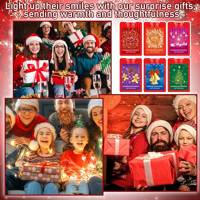 Dansib 24 Pcs Christmas Hand Sanitizer Spray Bulk Red Xmas Hydrating Hand Sanitizers Spray Travel Size Refillable Sanitizer Gift for Women Coworker Christmas Party Favors Treat Goodie Bags Stuffers