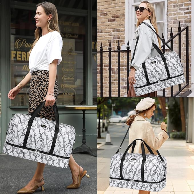 IBFUN Weekender Bags for Women, Travel Duffle Bag with Shoe Compartment Carry on Weekender Overnight Duffel for Weekend Travel Business Trip 3PCS