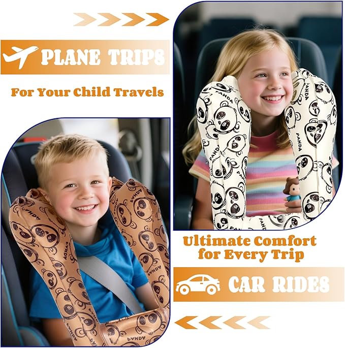 Inflatable Travel Neck Pillow for Kids, Quick Inflate, Portable Cartoon Kids Travel Pillow for Boys & Girls, Comfortable Neck Pillow for Sleeping in Planes, Cars, Trains – Fits Ages 6+ & Under 165 lbs