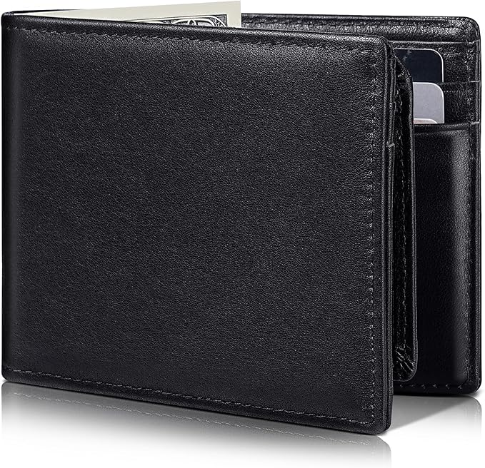 Artpaxy Mens Wallet Bifold Genuine Leather RFID Blocking Wallet for Men with 2 ID Windows 12 Card Holders 2 cash pockets 1 Gift Box