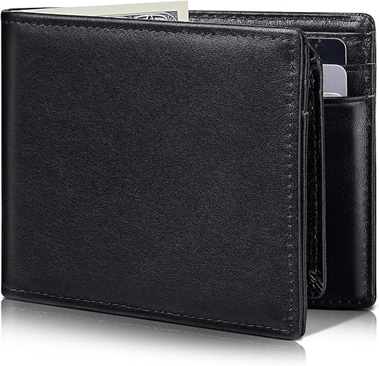 Artpaxy Mens Wallet Bifold Genuine Leather RFID Blocking Wallet for Men with 2 ID Windows 12 Card Holders 2 cash pockets 1 Gift Box