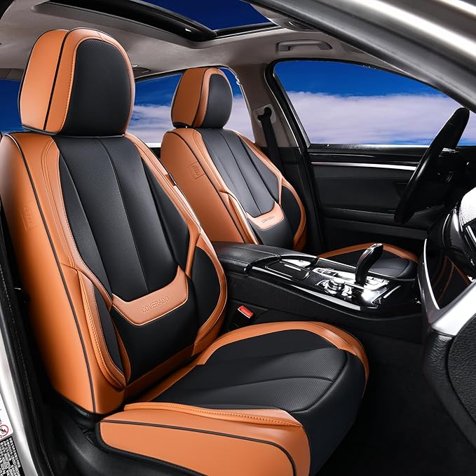Coverado Seat Covers, Car Seat Covers Front Seats, Car Seat Cover, Car Seat Protector Waterproof, Car Seat Cushion Nappa Leather, Seat Covers Carseat Cover Universal Fit for Most Cars