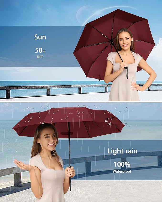 Windproof Travel Umbrella, Automatic Folding Compact Lightweight Umbrella for Women & Men, Durable and Portable, Fits Easily in Purse or Backpack