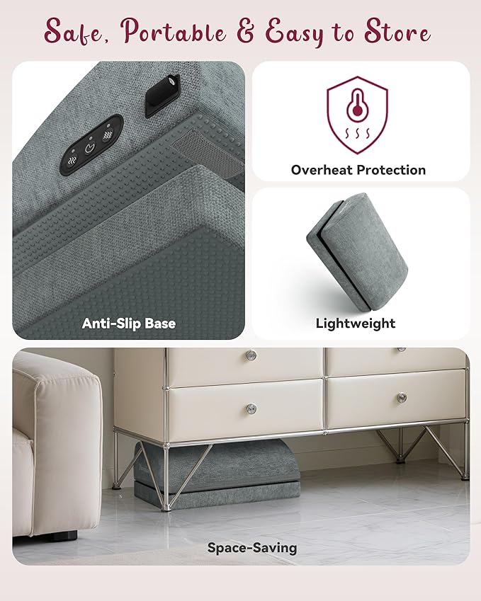 Heated Foot Rest for Under Desk at Work, Foot Stool with Vibration Massage, 2 Heat Levels, Adjustable Height, Ergonomic Memory Foam Feet Warmer Heater Footrest Under Desk for Gaming & Office Home