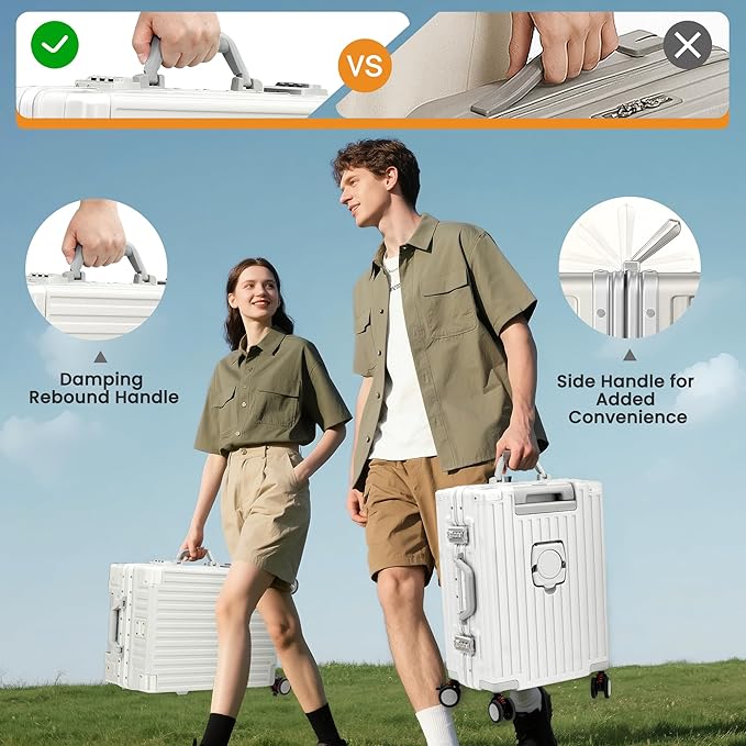 Carry On Luggage 22x14x9 Airline Approved, Zipperless Luggage Carry On, Hard Shell Suitcases with TSA Lock, Lightweight Carry On Suitcases with Aluminum Frame (white, 20inch)