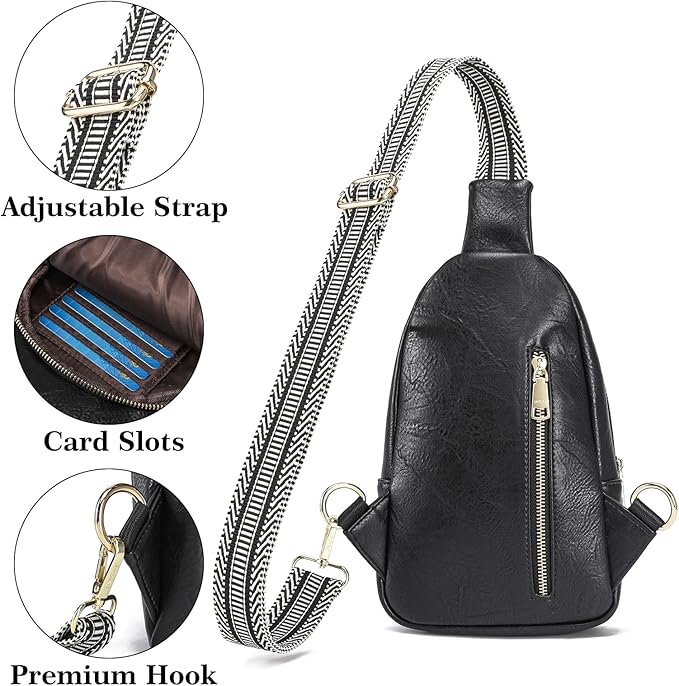 INICAT Crossbody Sling Bags Fanny Packs Valentine's Day Gifts Vegan Leather Travel Vacation Essentials Purses Women