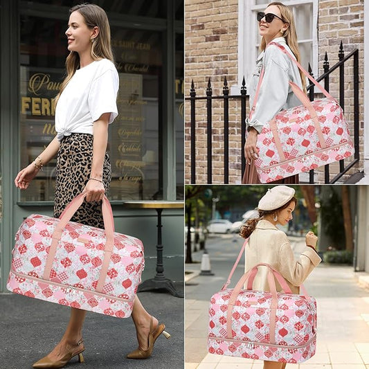 IBFUN Weekender Bags for Women, Travel Duffle Bag with Shoe Compartment Carry on Weekender Overnight Duffel for Weekend Travel Business Trip 3PCS