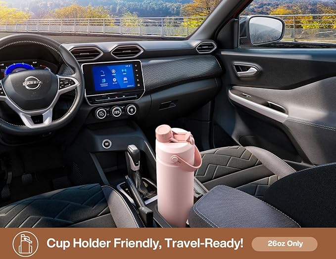 POWCAN 26 oz Insulated Water Bottle with 2-in-1 Straw and Spout Lid, Keep Cold 24H, Leak-Proof, Fits in Car Cup Holder, Stainless Steel Water Bottle for Sports, Travel, Gym, and School (Mocha)