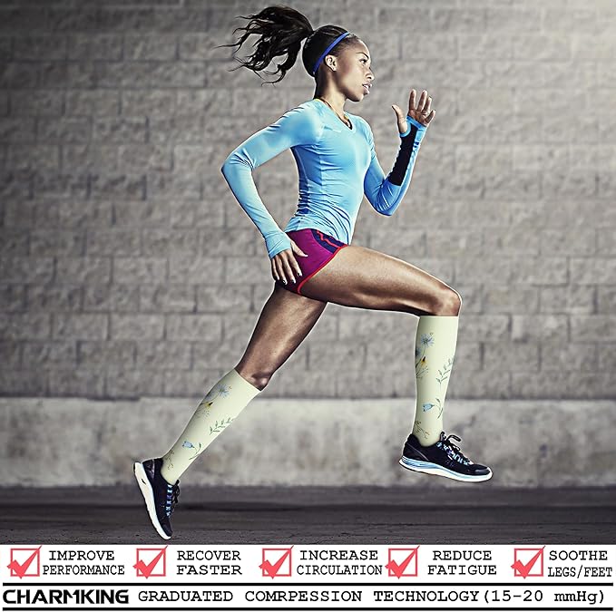 CHARMKING Compression Socks for Women & Men Circulation (8 Pairs) 15-20 mmHg is Best Support for Athletic Running,Cycling