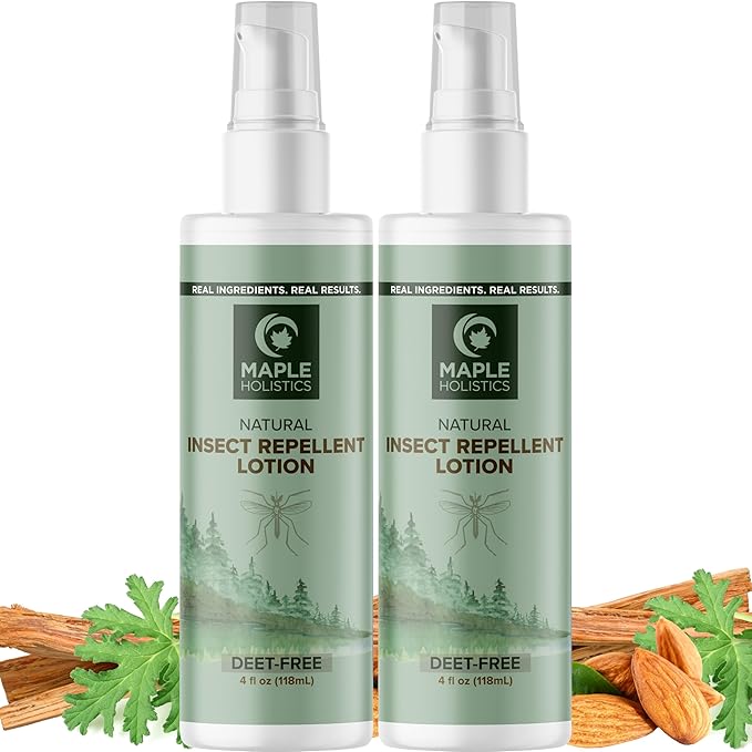 Bug Repellent Lotion for Adults & Kids - DEET Free Insect Repellent Lotion for Ticks & Mosquitoes - Made with Citronella & Lemongrass - Dermatologist Tested - Light Scent Vegan & Cruelty Free (8oz)