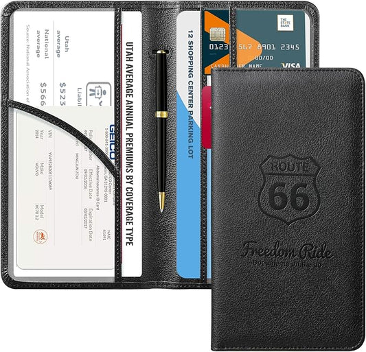 CoBak Car Registration and Insurance Holder - Vehicle Glove Box Car Organizer,Auto Truck Comparment Accessories Case with Magnetic Closure for Driver License,Cards