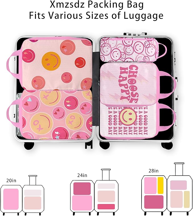 8 Pcs Compression Packing Cubes for Travel, Lightweight Waterproof Luggage Organizer Bags Set, Washable Packaging Cubes for Women Backpack Carry-On Suitcases