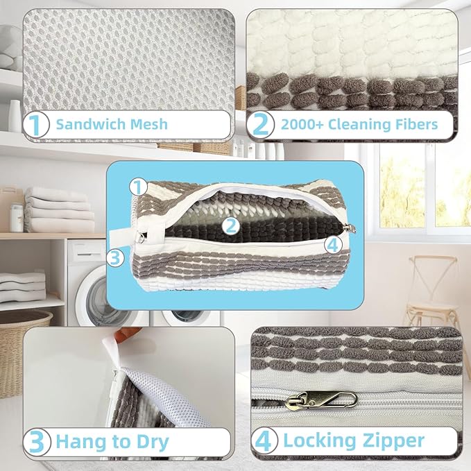 Shoe Washing Machine Bag 2pc Shoe Bags for Washing Machine Reusable Shoe Laundry Bags With Unique Self-locking Zipper Design for All Tennis Slippers Sneakers