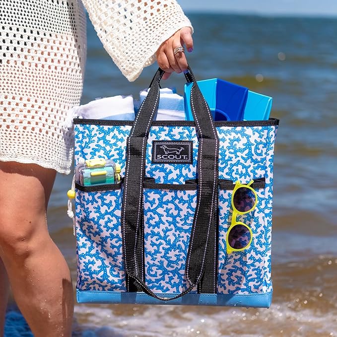 SCOUT Rocket Pocket Tote - Multi-Pocket Travel, Nurse, Teacher, Mom Tote, 7 Pockets Total, Two Sets of Straps, Folds Flat