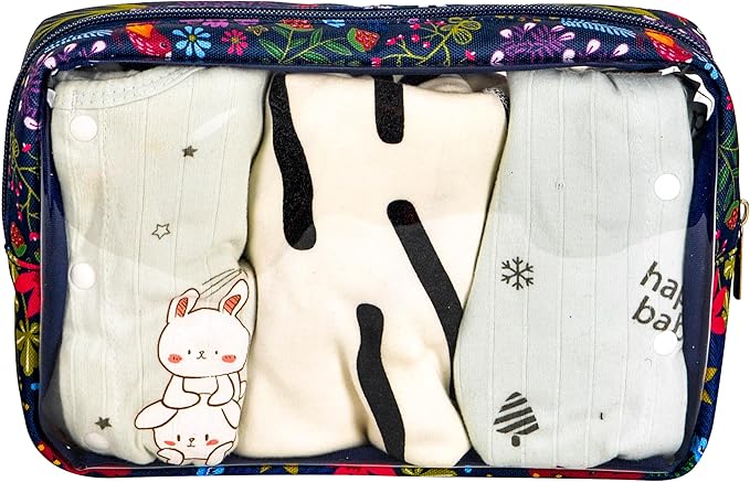 TSA Approved 5-Piece Diaper Bag Organizer Pouch Set Clear Waterproof TPU Kids Toiletry Storage Set Travel Packing Clutch Cube Bags for Baby Nursing