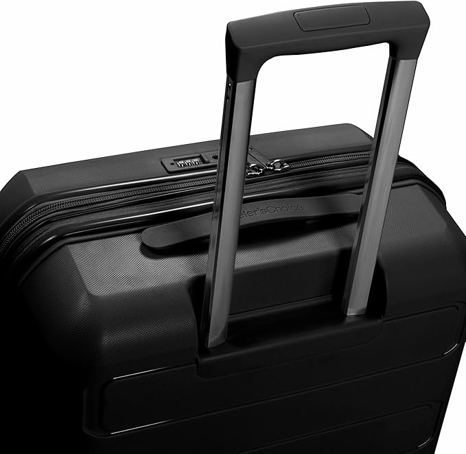 Traveler's Choice Pagosa Indestructible Hardshell Expandable Spinner Luggage, Black, 3-Piece Set (22/26/30)