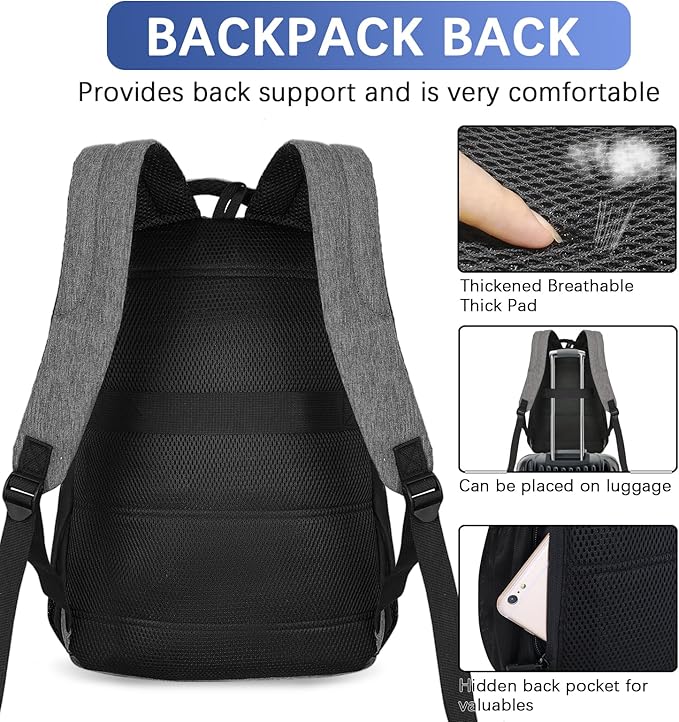 LARIPOP Travel Laptop Backpack,15.6 Inch Business Laptop backpack for Men Women with USB Charging Port,Water-Resistant Laptopack Weekender Daypack for Work College Computer