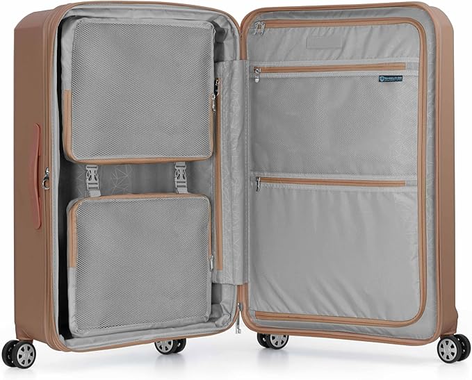 Traveler's Choice Pagosa Indestructible Hardshell Expandable Spinner Luggage, Latte Beige, 30-Inch Large