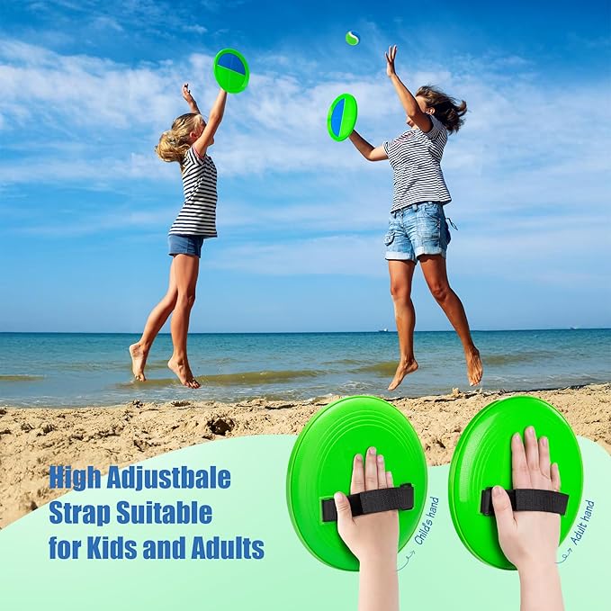 PlayZap Toss and Catch Ball Set Ultra Sturdy ABS - Family Games Christmas Stocking Stuffers Gift for Toddlers Kids Teens Boys Girls 3-5 5-8 8-13+ Yrs - Baseball Toys for Beach Pool Yard Outdoor 4 Pack