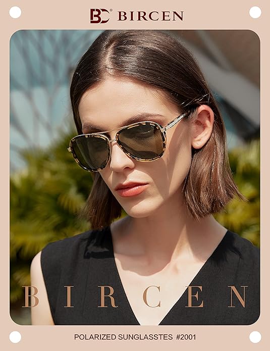 BIRCEN Polarized Sunglasses for Women UV - Protection Womens Retro Mirrored Shades with Acetate Frame BC2001