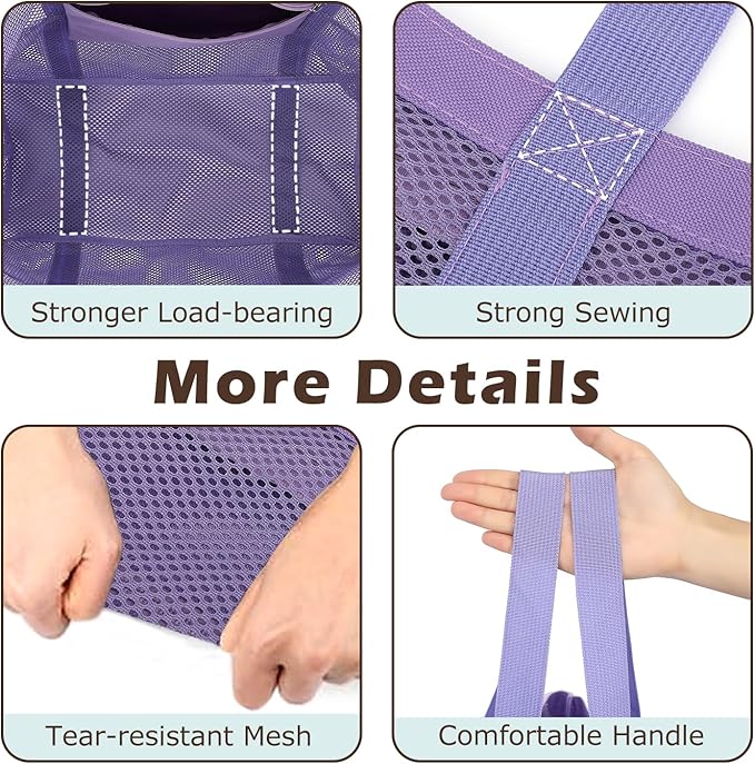 Mesh Beach Bag, Large Beach Tote with Zipper Pocket for Family Pool Bag for Toys & Vacation Essentials