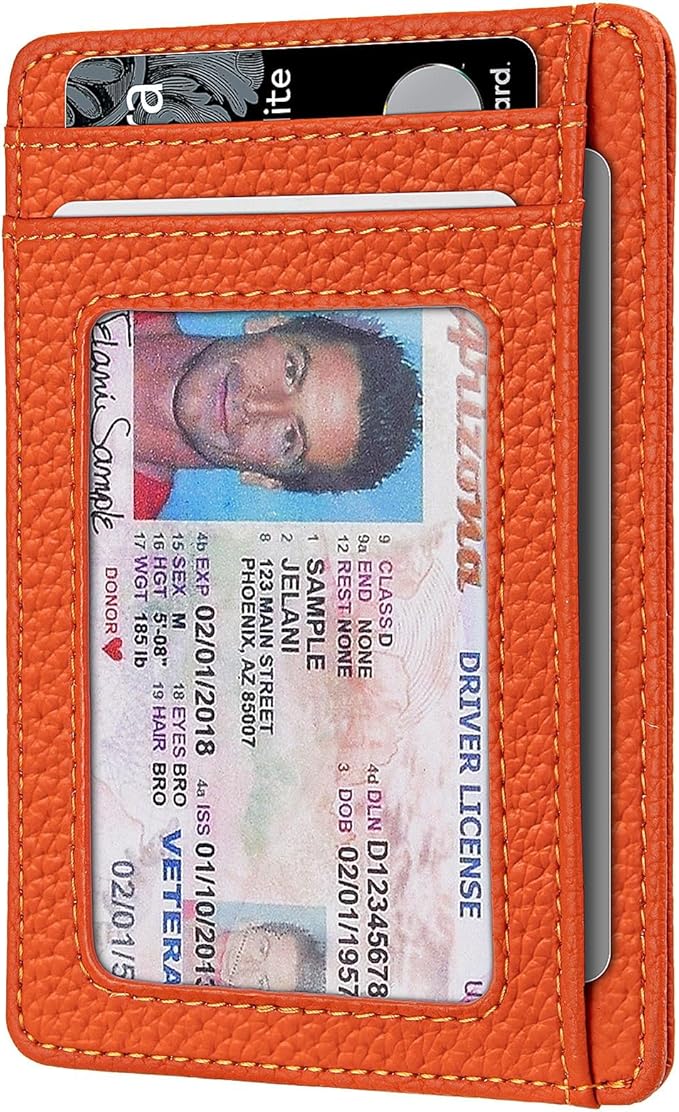 RUNBOX Slim ID Cases Minimalist Front Pocket RFID Blocking Leather Wallets for Men and Women Card Holder Wallets Gifts for men