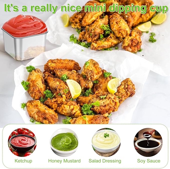 FJDCKJ Stainless Steel Snack Containers, Set of 4 Easy Open Leak Proof Small Food Containers with Silicone Lids, Reusable Metal Lunch Container for Lunch Boxes, Picnics and Travel