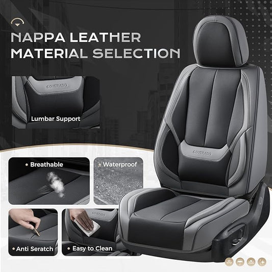 Coverado Seat Covers, Car Seat Covers Front Seats, Car Seat Cover, Car Seat Protector Waterproof, Car Seat Cushion Nappa Leather, Seat Covers Carseat Cover Universal Fit for Most Cars