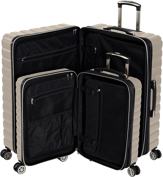 Kenneth Cole REACTION Madison Square Lightweight Hardside Chevron Expandable Spinner Luggage, Taupe, 2-Piece Set (20" & 28")
