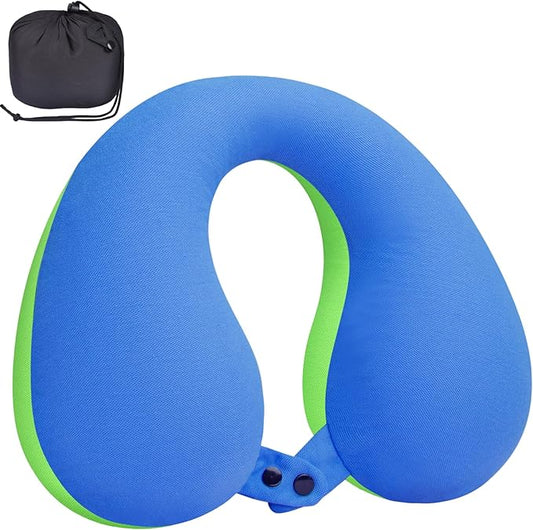 COOLBEBE Kids Travel Neck Pillow, Softly Double Support Neck Pillow for Car & Airplane, Traveling Gifts for Toddler & Children (1, Bluish Green)