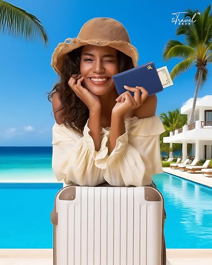 PU Leather Passport Holder Covers Case, Waterproof Rfid Blocking Travel Wallet Passport Holder(Marine Blue)