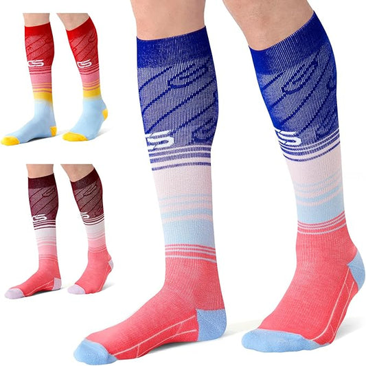 CS CELERSPORT 3 Pairs Compression Socks for Men and Women 20-30mmHg Running Athletic Support Socks