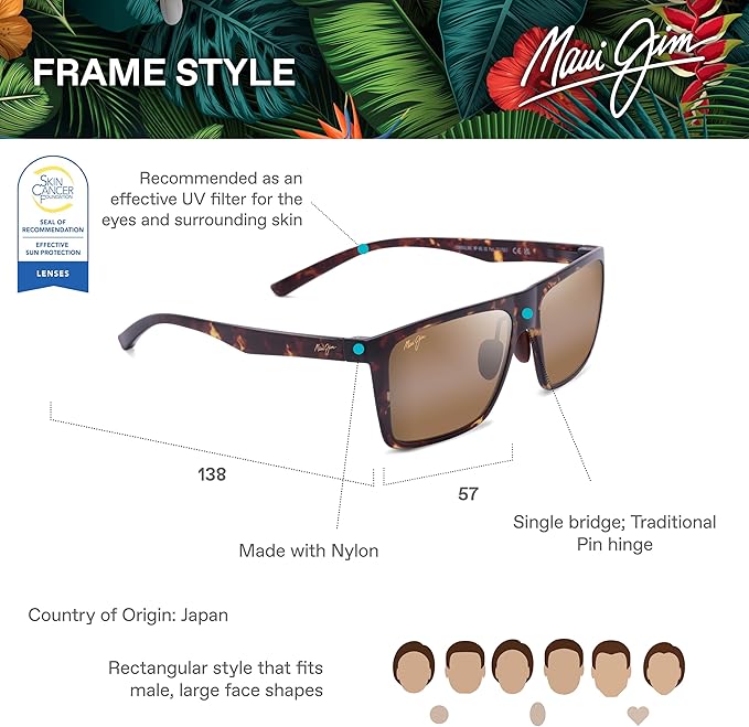 Maui Jim Polarized Men's and Women's Beaches Universal Fit Aviator Sunglasses